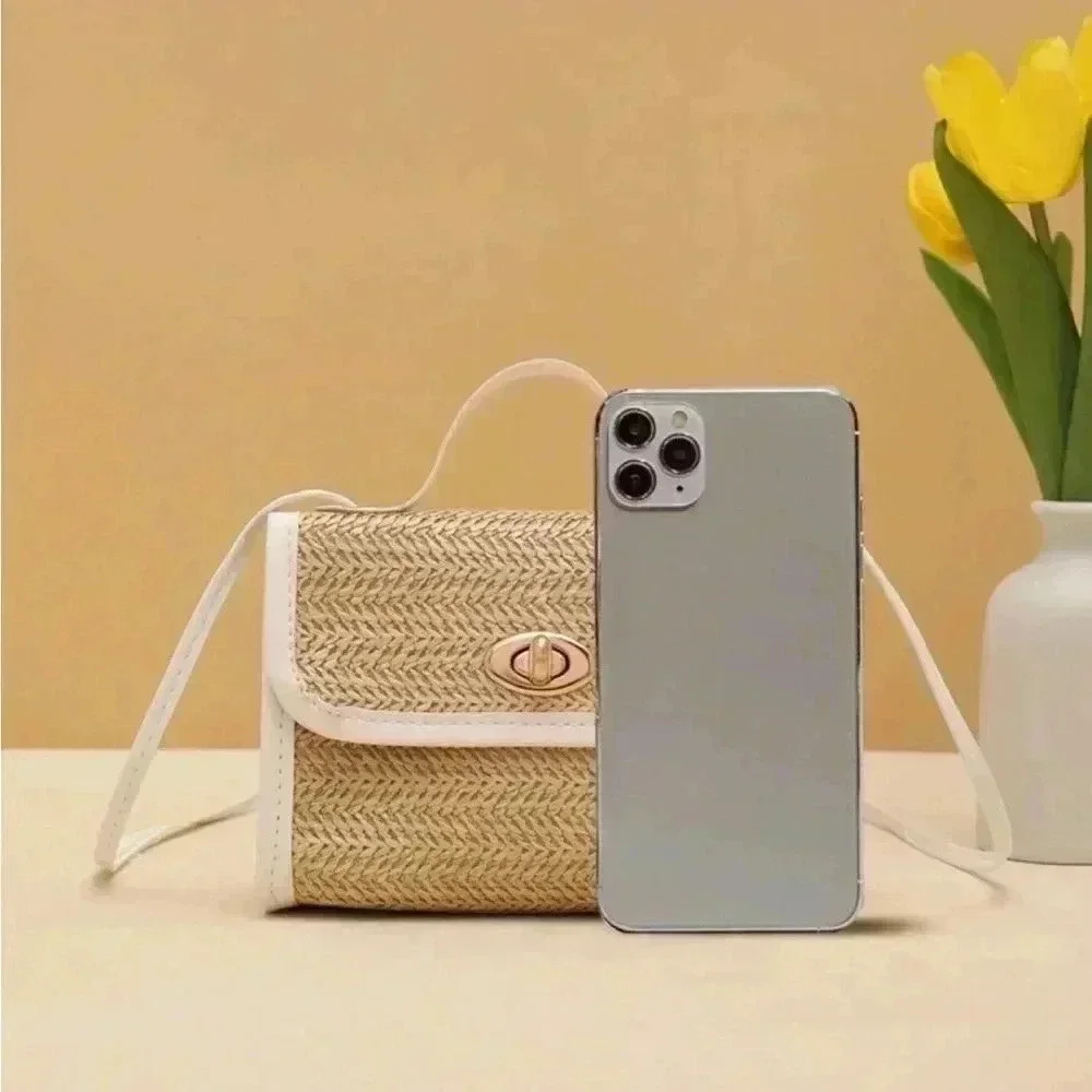 ⚠️Clearance Woven Mini Crossbody Bag Apricot - Picture 3 of 6